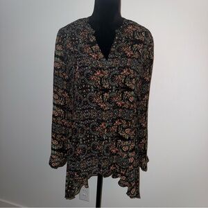 Fever Floral Black and Brown Women's Top Medium